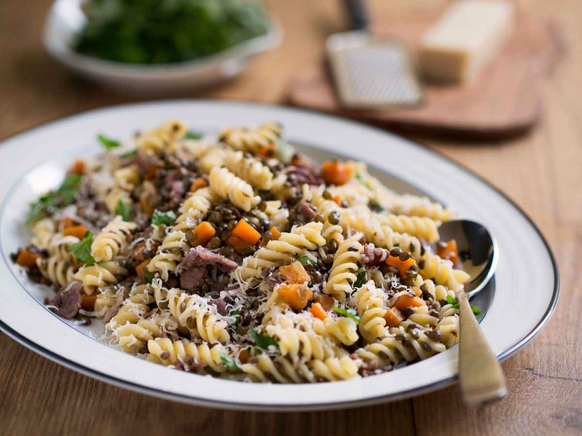 insalata pasta e lenticchie